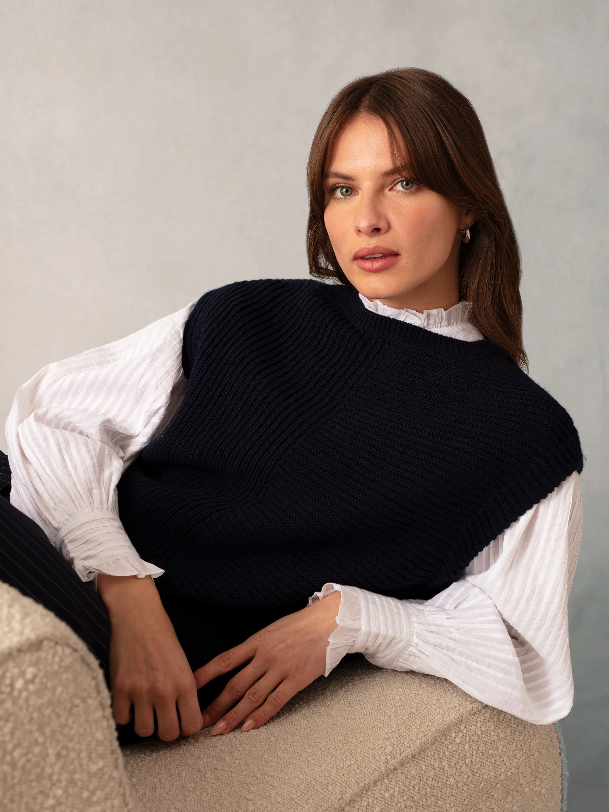 Navy Oversized Knit Vest Top